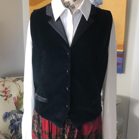🔥 Suttles & Seawinds Vintage '93 Equestrian Jazz Black Velvet Vest Large 🔥 - Picture 10 of 15